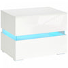 HOMCOM Table de chevet a LED avec tiroirs, Lumiere LED, Blanc