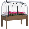 Outsunny Jardiniere surelevee avec housse en PE pour serre, marron