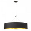 Luminaire suspendu Pallavi de Dainolite de 30 po de diamètre avec abat-jour noir et doré, fini noir mat et 4 ampoules