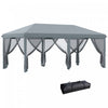 Outsunny Tente D'auvent 10'x20' 6 Parois Laterales Maille Amovibles, Gris
