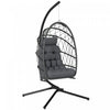Chaise suspendue Outsunny avec support, chaise balancoire pliable, gris fonce