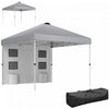Outsunny Tente A Auvent Escamotable 10'x10' Avec Paroi Laterale, Gris Clair