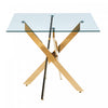 Table a manger carree en verre Olivia avec fonction polyvalente, finition doree