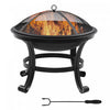Outsunny Brasero Exterieur, Poele A Bois Foyer Avec Tisonnier, Noir
