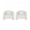 Fauteuil lounge Sylvia en tweed moderne et glamour ivoire - Lot de 2