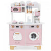 Costway Wooden Kids Kitchen Playset Pretendre Jouer Cuisine Avec Cafetiere Et Micro-ondes