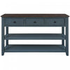 Console Wendy En Bois Massif Avec 3 Tiroirs Et 2 Etageres Ouvertes, Bleu Marine