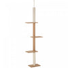 Pawhut 100\" Arbre A Chat Du Sol Au Plafond Avec 3 Perchoirs Centre D'activites Pour Chatons, Marron