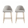 Tabouret de comptoir moderne en metal Gracie avec revetement en tissu, gris pierre et or - Lot de 2