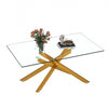 Table basse rectangulaire en verre de 39,37\" Olivia avec pieds metalliques elegants, doree