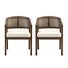 Liam Ensemble de 2 chaises de salle a manger confortables avec dossier en rotin et structure en bois de caoutchouc, noyer