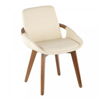 Chaise de salle à manger de style du milieu du 20e siècle Cosmo en similicuir - noyer et crème