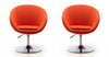 Fauteuil lounge pivotant moderne Hopper en tissu orange - Lot de 2