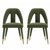 Chaise de salle a manger moderne Neda en velours vert olive - Lot de 2