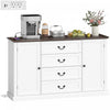HOMCOM Buffet 58\" avec station de charge, grain de bois blanc