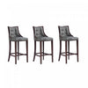 Tabouret de bar traditionnel en bois avec assise rembourree Fifth Avenue, graphite – Lot de 3