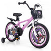 Costway 18\" Velo Pour Enfants Pour 4-8 Avec Guidon Reglable En Hauteur Et Frein A Main En Selle Violet