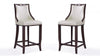 Tabouret de bar en bois traditionnel Emperor avec assise rembourree, blanc perle - Lot de 2