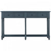 Table Console Phyllis En Bois Massif Avec Tiroirs Et Etagere Inferieure - Bleu Marine Antique
