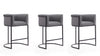 Tabouret de comptoir moderne du milieu du siecle Cosmopolitan en metal et tissu gris - Lot de 3