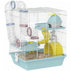 Cage a hamster a 3 niveaux avec roue d'exercice, tube de jeu