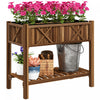 Outsunny Lit de jardin en Bois Sureleve, Jardiniere Elevee, Carbonise