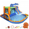 Chateau gonflable Qaba sur le theme des requins pour enfants avec toboggan, bleu