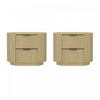 Table de nuit moderne Olivia Manhattan 27\" en chene naturel (2 tiroirs) - Lot de 2
