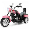 Costway 6v Kids Ride On Chopper Moto 3 Roues Trike Avec Phare Et Corne Rose