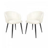 Chaise laterale moderne contemporaine Looma en cuir vegetalien et metal, ivoire - Lot de 2