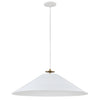 Luminaire suspendu Prudence de Dainolite avec abat-jour blanc mat, fini laiton vieilli et 1 ampoule
