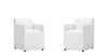 Fauteuil moderne en cuir vegetalien blanc Anna Square - Lot de 2
