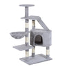 Pawhut 49'' Arbre A Chat Tour Chaton Griffoir Griffoir Grattoir Grimper Centre D'activites Maison De Jeu Meubles Pour Animaux De Compagnie Gris