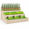 Lit De Jardin Eleve En Bois A 3 Niveaux Costway Avec Planteur De Croissance De Base A Extremite Ouverte Pour La Cour Arriere