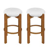 Olivia – Lot de 2 tabourets de bar d’interieur en bois d’hevea avec assise ronde, structure durable et revetement en tissu