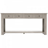 Table Console Gracie En Bois Massif Avec Tiroirs Et Etagere, Gris Patine