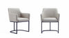 Fauteuil Serena en metal moderne et cuir vegetalien, gris clair - Lot de 2