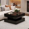 Oliver table basse relevable – table avec eclairage LED et 2 tiroirs, noir