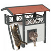 Pawhut Maison D'exterieur Pour Chat, Abri A 2 Etages Pour Chats Sauvages, Condo En Bois Pour Chaton Avec Toit En Asphalte, Escaliers, Balcon, 30\" X 20\" X 29\", Gris