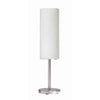 Lampe de table Paza de Dainolite en verre blanc givré, avec fini chromé satiné et 1 ampoule