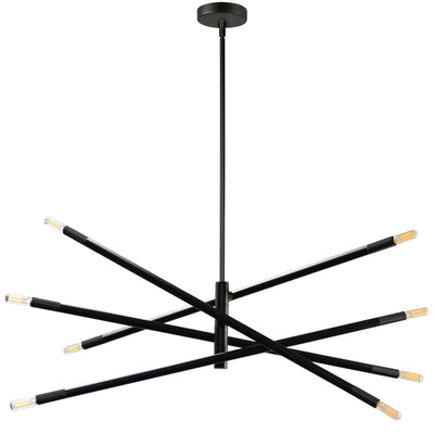 Dainolite Wand 8 Light Chandelier Small Matte Black Lamp|Petit lustre Wand de Dainolite avec fini noir mat et 8 ampoules