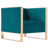Fauteuil d’appoint Trillium de Manhattan Comfort en velours - bleu sarcelle et doré