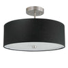 Plafonnier semi-affleuré Everly de Dainolite avec abat-jour noir, fini chromé satiné et 3 ampoules