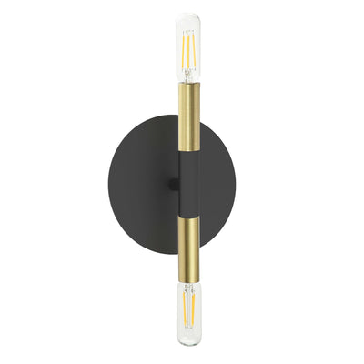 Dainolite Wand 2 Light Wall Sconce Matte Black/Aged Brass Lamp|Applique murale Wand de Dainolite avec fini noir mat et laiton vieilli et 2 ampoules