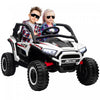 Qaba Vus 2 Places, Voiture Electrique 24 V 7 Ah Pour Enfants Avec Suspension A Ressort, Telecommande, 3 Vitesses, Lumieres Led, Lecteur Mp3, Klaxon, Musique, Blanc