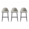 Tabouret de bar moderne en metal Gracie avec revetement en tissu, gris pierre et noir - Lot de 3