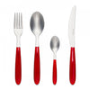 Ensemble De Couverts En Acier Inoxydable Italien Arimi Nilu 24 Pieces - Service Pour 6 Personnes - Manche Rouge