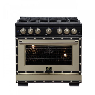 Forno Ambassador 36" Dual Fuel Range in Black, 6 Sealed Burners, 5.2 cu.ft. Oven - FFSGS6199-36CPBLK | Cuisiniere double combustible Ambassador de 36 po, noire, 6 bruleurs scelles, 5,2 pi³ – FFSGS6199-36CPBLK