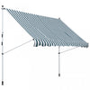 Outsunny Store Banne Manuel Retractable Inclinaison Et Hauteur Reglable Installation Rapide Metal Alu Polyester Anti-uv Vert Blanc Raye