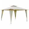 Outsunny 12' X 12' Tente A Baldaquin Exterieur Gazebo Avec Toit A Deux Niveaux Et Pieds Habilles, Beige